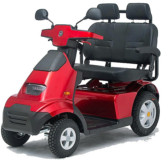 Afiscooter S - S4 Dual Wide Seat - Red 4-Wheel Scooter