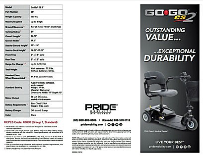 Go-Go ES 2 - 3-Wheel Travel Scooter Brochure