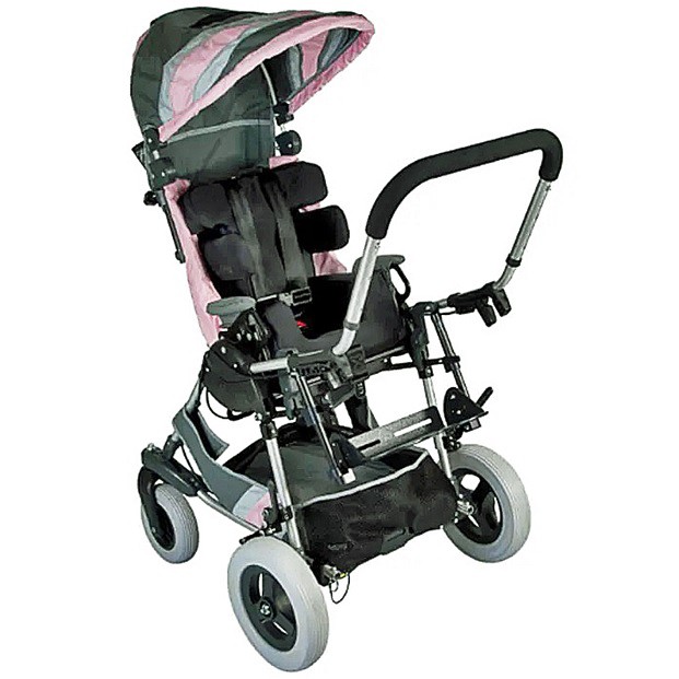 Kid Kart Xpress Tilt Pediatric Stroller - Soft Pink Color w/Cross Over Design Canopy - Reversed Seat Position - By Sunrise/Quickie