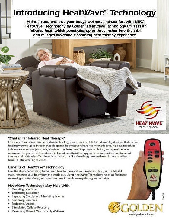 Cloud+ PR511 Lift Chair HeatWave™ Technology Infrared Heat Therapy With MaxiComfort - By Golden Technologies Shown HeatWave™ Hand Control