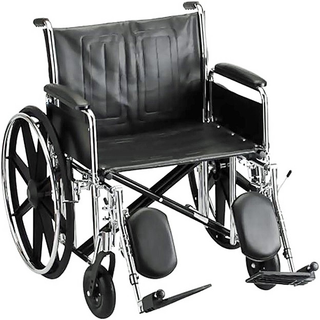 Nova 5241 Steel 24-inch Wheelchair - Detachable Full Length Arms - Elevating Leg Rests