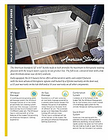 American Standard 3260.219 Luxury Series 32" X 60" Walk-In Bath Brochure