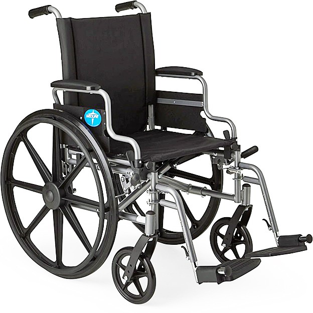 Medline K4 Basic Lightweight Wheelchair, w/ Flip-Back Desk-Length Arms, 18" Wide Seat, Swing-Away Footrests