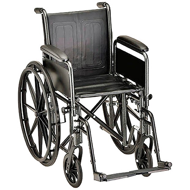 Nova 5166S 16-inch Basic Steel Wheelchair Detachable Full Arms - Swing Away Footrests