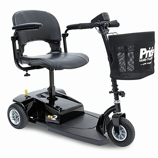 Go-Go ES 2 - 3-Wheel Travel Scooter - Black Color - By Pride Mobility