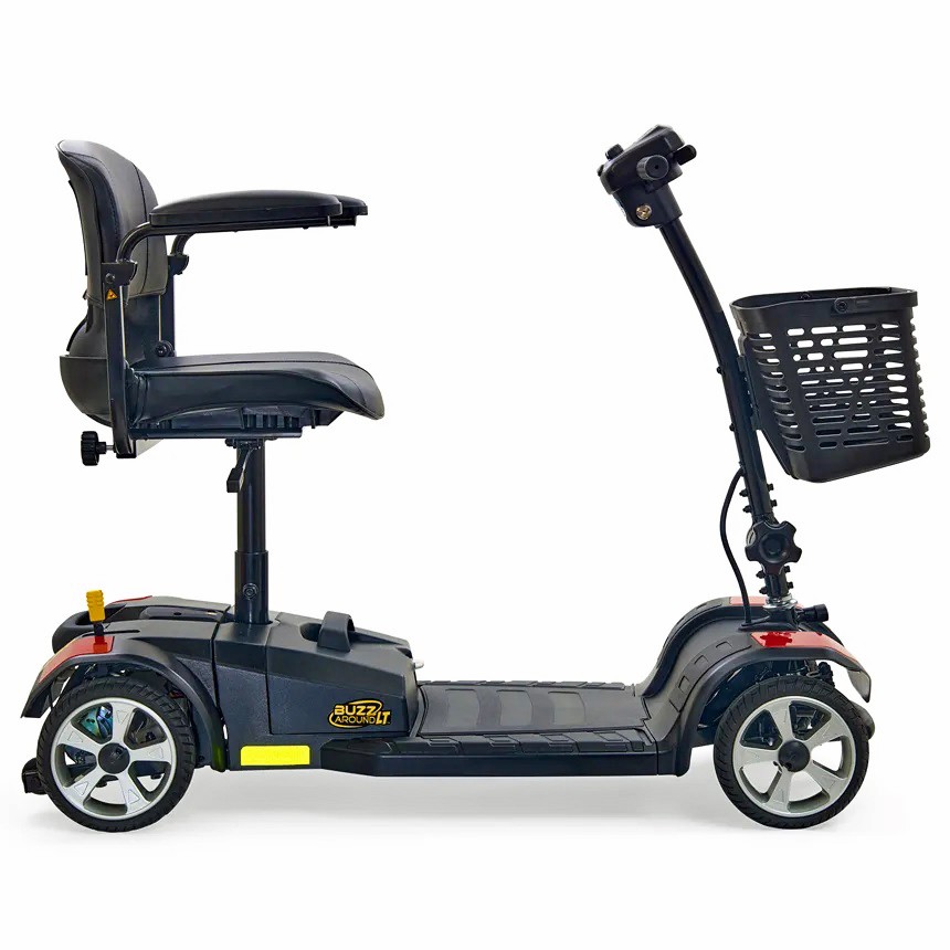 Buzzaround LT 4-Wheel Lightweight Portable Scooter Model GB108 - Front / Rear 8" Tires, 2" Anti-Tipper Tires