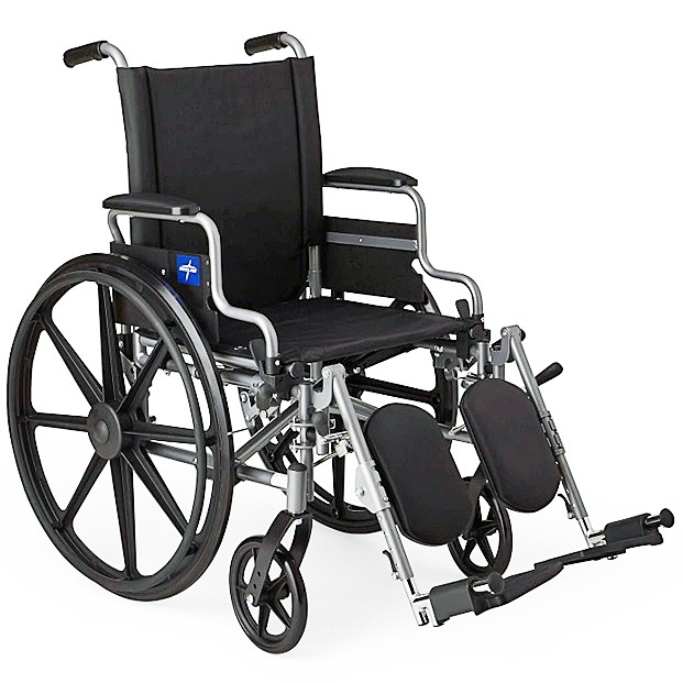 Medline K4 Basic Lightweight Wheelchair, w/ Desk-Length Arms, 16" Seat Width, Elevating Leg Rests