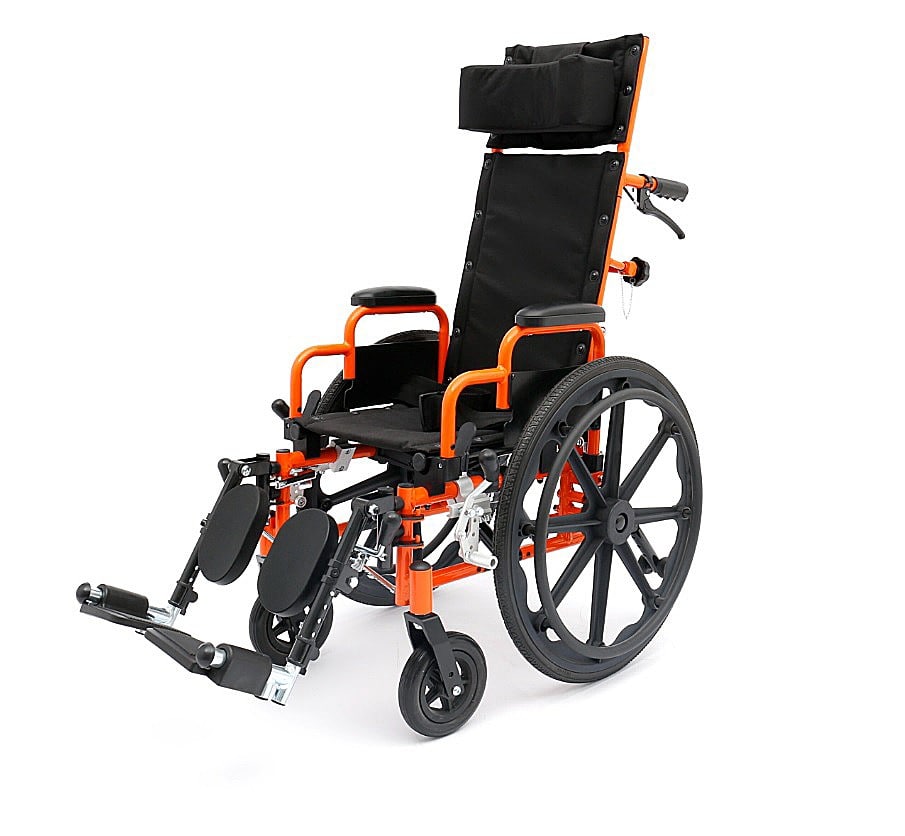 Ziggo Pro Reclining Manual Wheelchair ZREC1200 12" Seat - Orange Color - By Circle Specialty