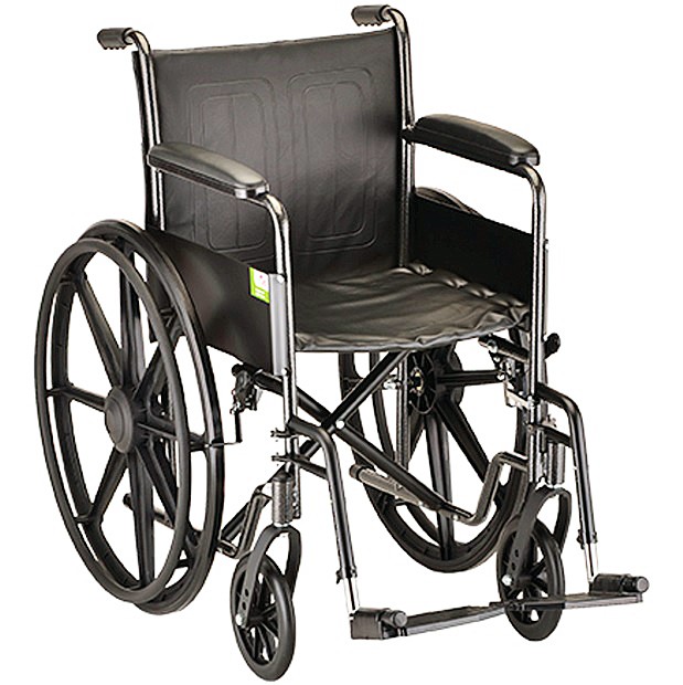 Nova 5060S 16-inch Basic Steel Wheelchair Fixed Full-Length Arms - Swing Away Footrests