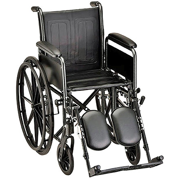 Nova 5166SE 16-inch Basic Steel Wheelchair Detachable Full Arms - Elevating Leg Rests