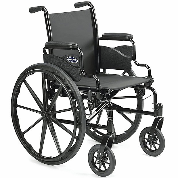 9000 SL Durable Light Weight Wheelchair w/Flat Black Height Adjustable Desk-Length Arms, 18" Wide Seat 