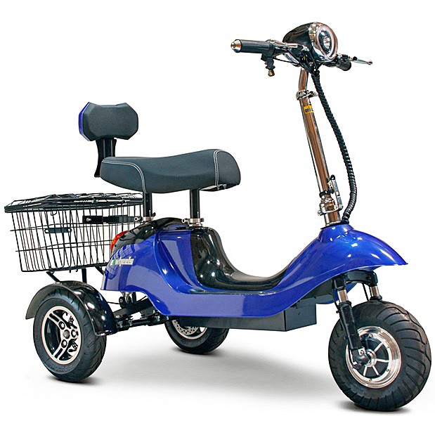 Ewheels EW-19 Sporty 3-Wheel Recreational Travel Mobility Scooter Color: Blue & Black