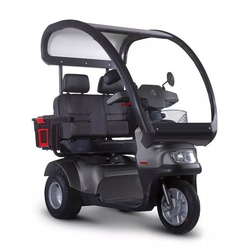 Afiscooter S / S3 - Dual Seat - With Canopy - 3-Wheel Recreational Scooter - Dark Gray Color - By Afikim
