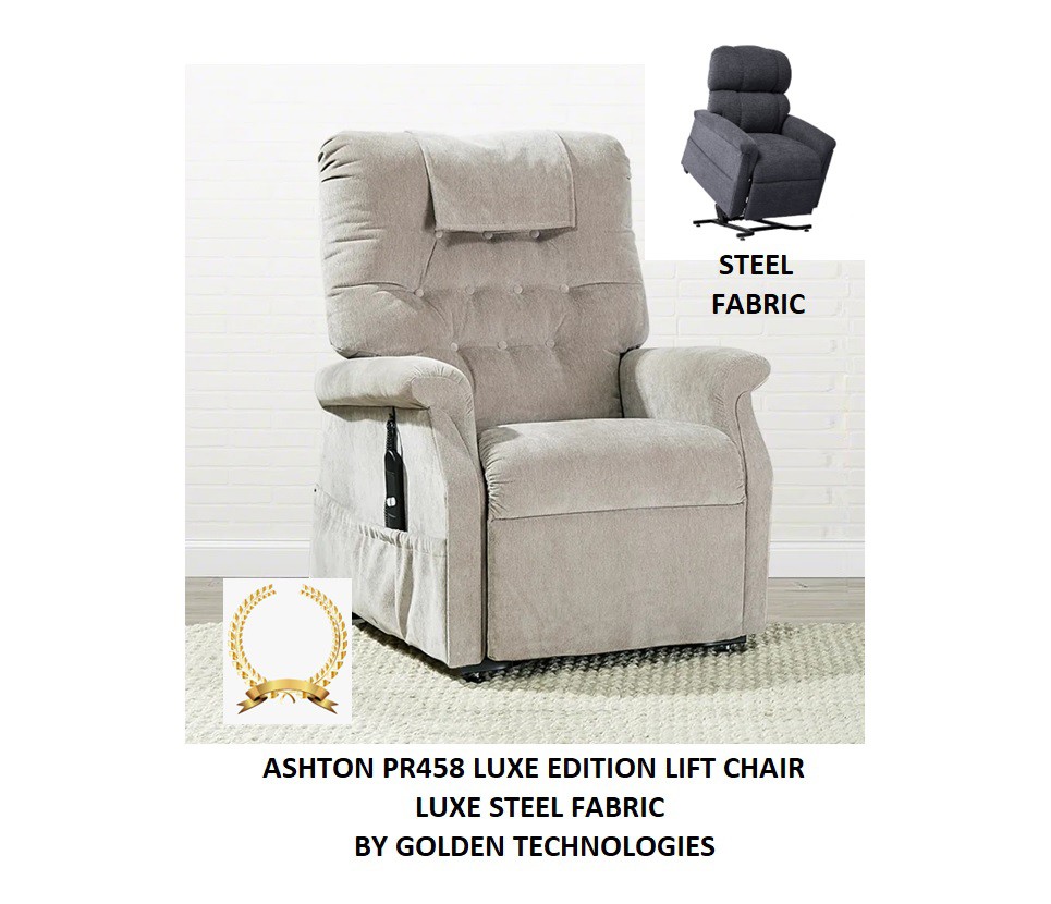 Ashton PR458 Lift Chair - Luxe Steel Fabric - By Golden Technologies