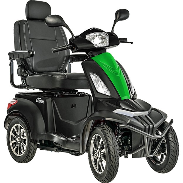 Baja™ Raptor® 2 - 4-Wheel Scooter - Matte Black Color with Green Machine Colored Panel - By Pride Mobility