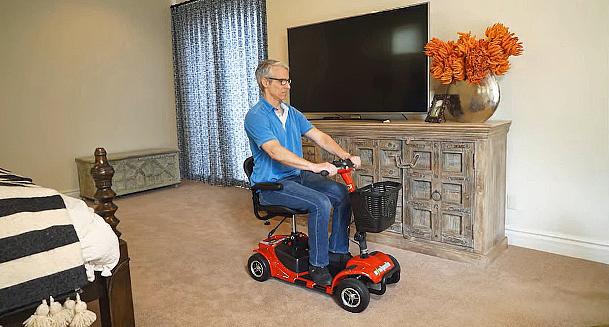 EW-M34 4-Wheel Portable Medical Travel Scooter - Helpful In the Bedroom