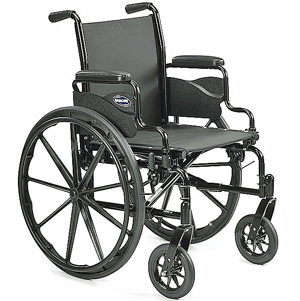 9000 SL Durable Light Weight Wheelchair w/Flat Black Desk-Length Arms, 16" Wide Seat 