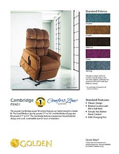 Cambridge PR401 Lift Chair Brochure