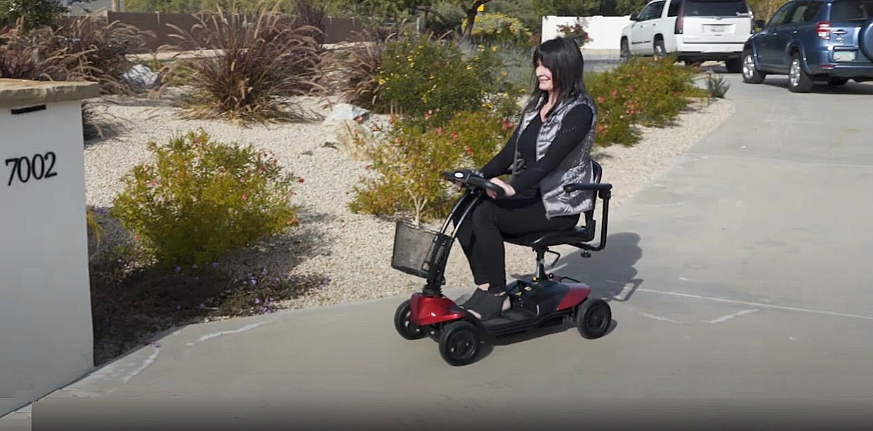 EW-M35 4-Wheel Portable Lightweight Medical Mobility Travel Scooter - Riding to the Mailbox