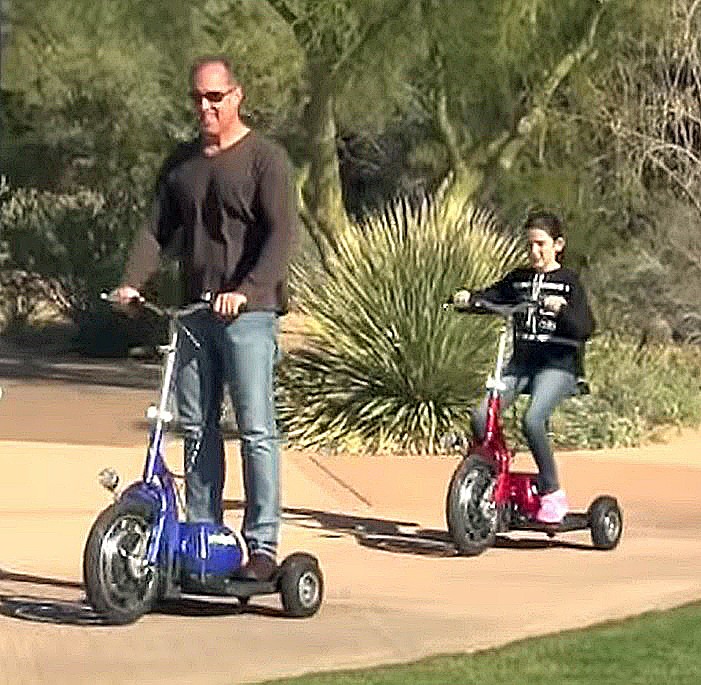 EW-18 Stand-N-Ride Scooter - Father Standing - Daughter Riding