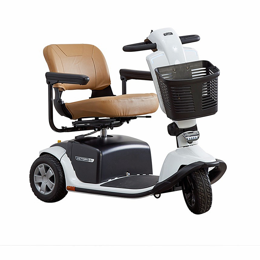 Victory 10.2 - 3-Wheel Scooter - Arctic White with Camel Seat Color - By Pride Mobility