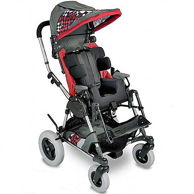 Kid Kart Xpress Tilt Pediatric Stroller - Red w/Red Race Flags Color - By Sunrise/Quickie