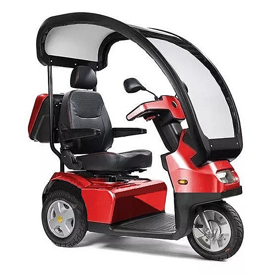 Afiscooter S / S3 3-Wheel Single Seat - With Canopy - Recreational Scooter - Red Color - By Afikim