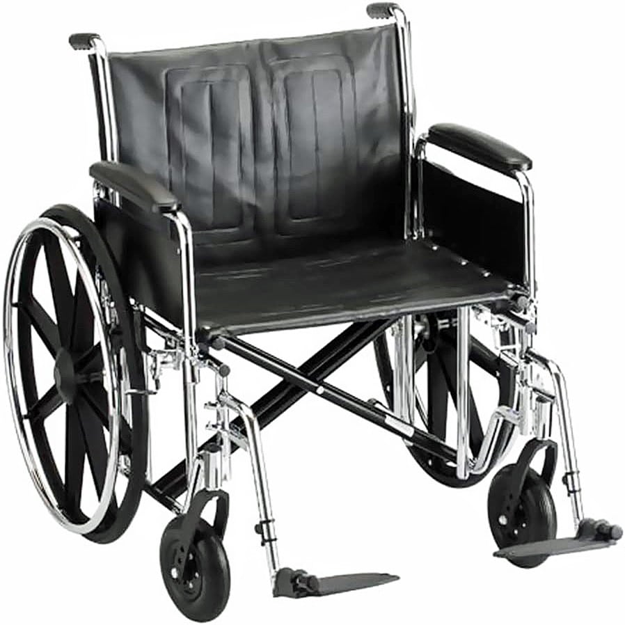 Nova 5241 Steel 24-inch Wheelchair - Detachable Full Length Arms - Swing-Away Footrests