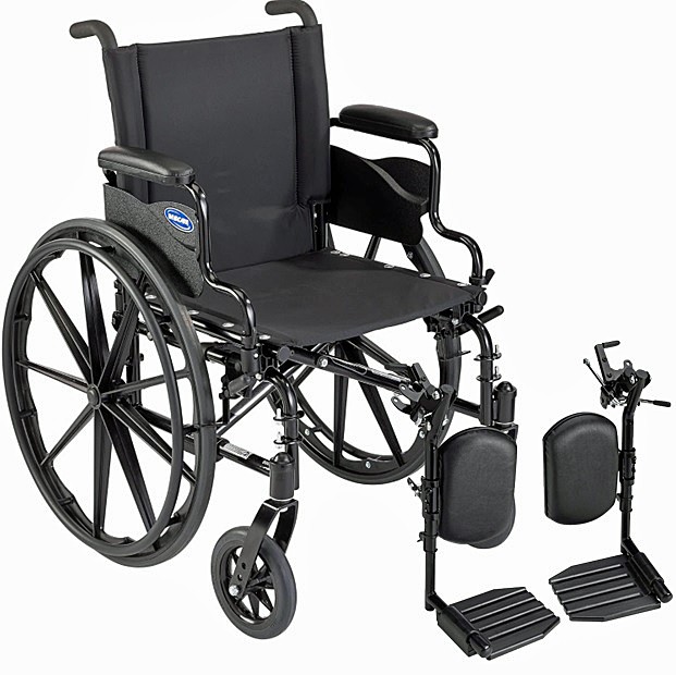 Invacare 9000 XT High Performance Lighter Weight Wheelchair, With Desk Length Arms, 20" Seat Width, Black Satin Elevating Legrests, Composite Footplates, Padded