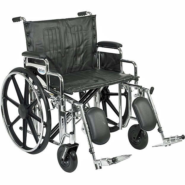 Bariatric Sentra Extra-Heavy-Duty Manual Wheelchair - 24" Seat Elevating Legrests w/ Calf Support