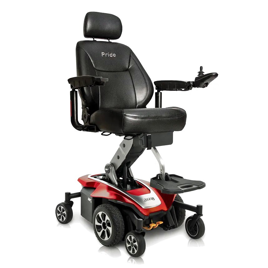 Jazzy Air 2 Extended Range Power Chair - Ruby Red Color - By Pride Mobility